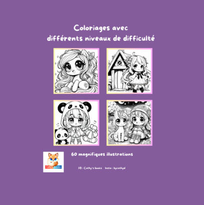 cahier de coloriages kawaii, princesses, licornes, fées, magiciennes