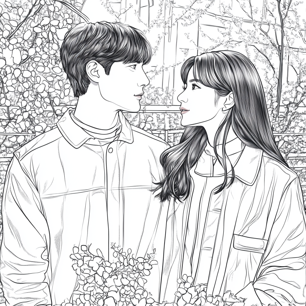 Set de papeterie K-drama avec illustrations romantiques – parfait pour organiser ses journées et suivre ses dramas